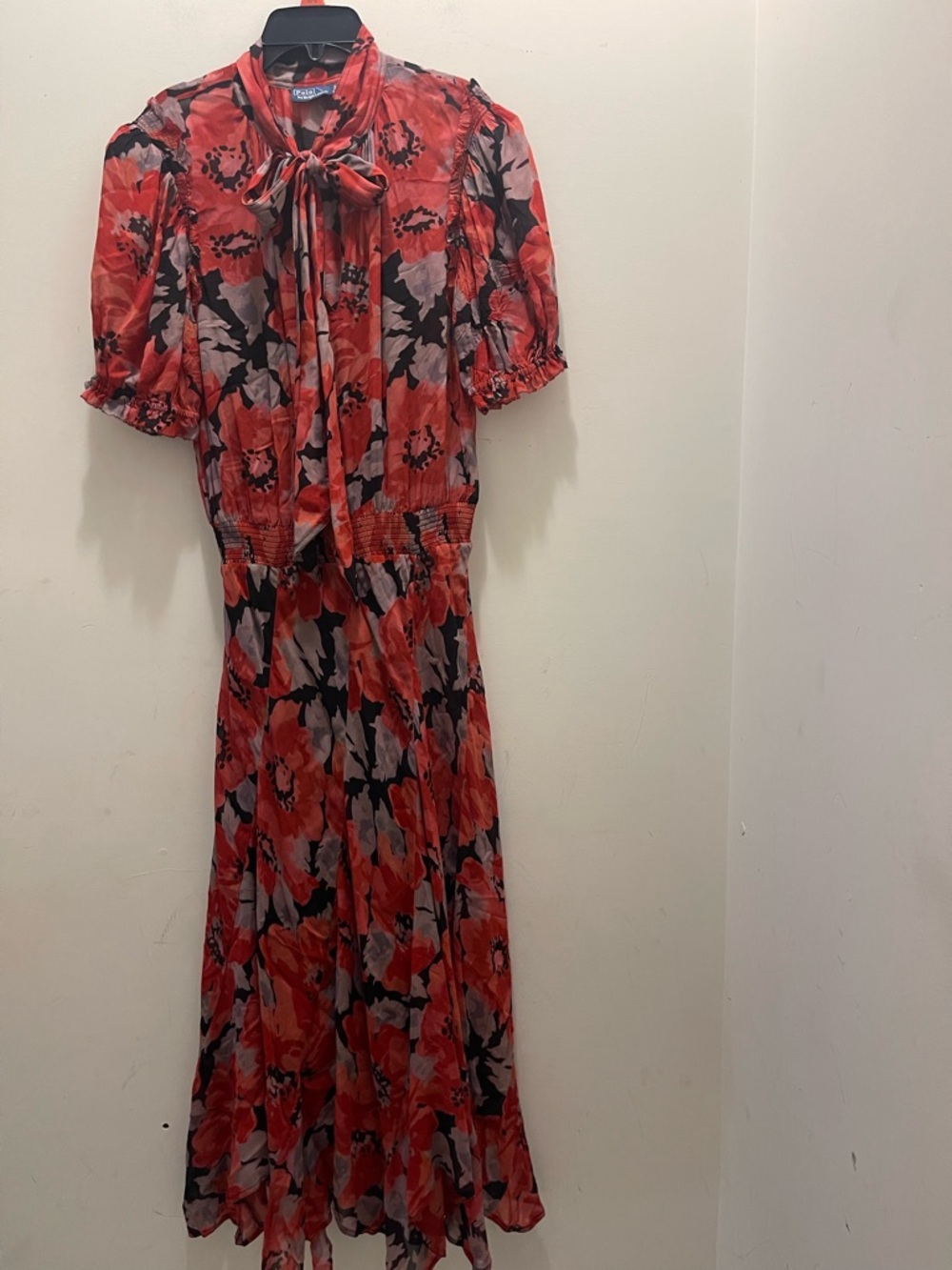 Ralph Lauren Polo Floral Tie-Neck Midi Dress